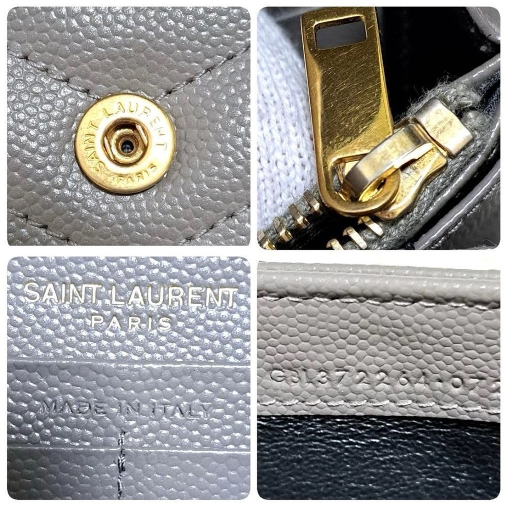 Saint Laurent Gray Leather Wallet with Gold Emblem - Picture 12 of 13